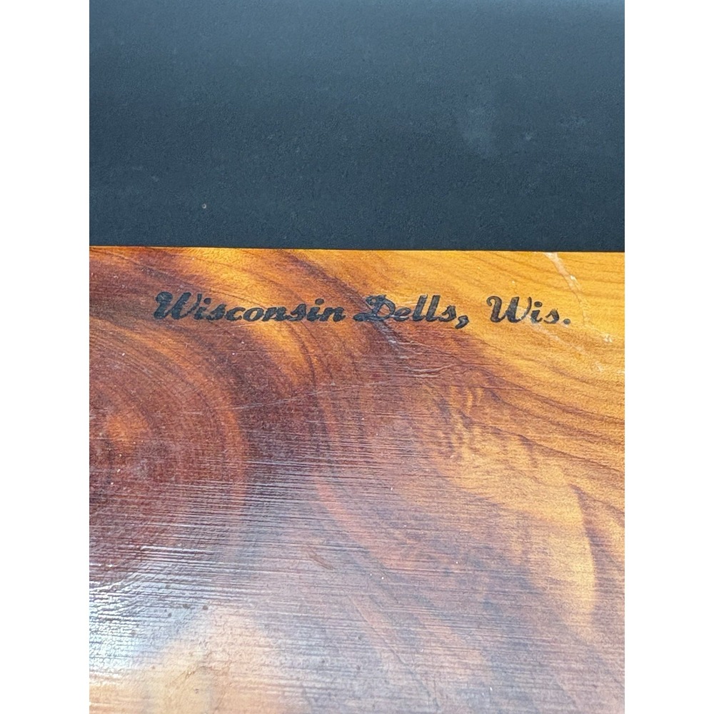 Vintage Cedar Wood Box Wisconsin Dells Souvenir Keepsake Trinket Chest Art Deco - Picture 11 of 13